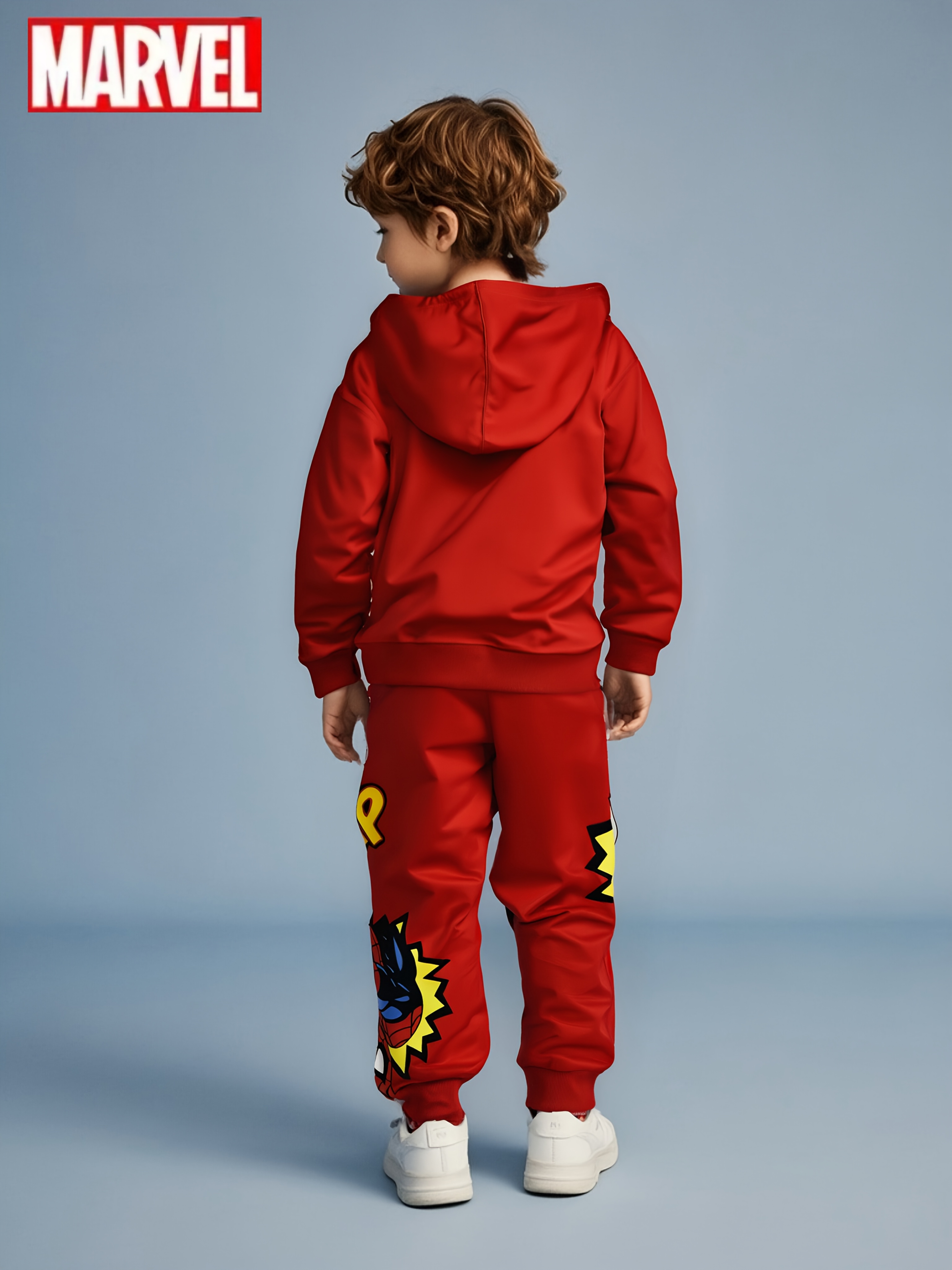 Jongens 2-delige  Set met  & Letter P Print Capuchon Trui & Bijpassende Joggingbroek - Superhelden Outfit voor Speelafspraken, Cadeaus voor Kinderen (Lente/Herfst), Perfect voor Buiten