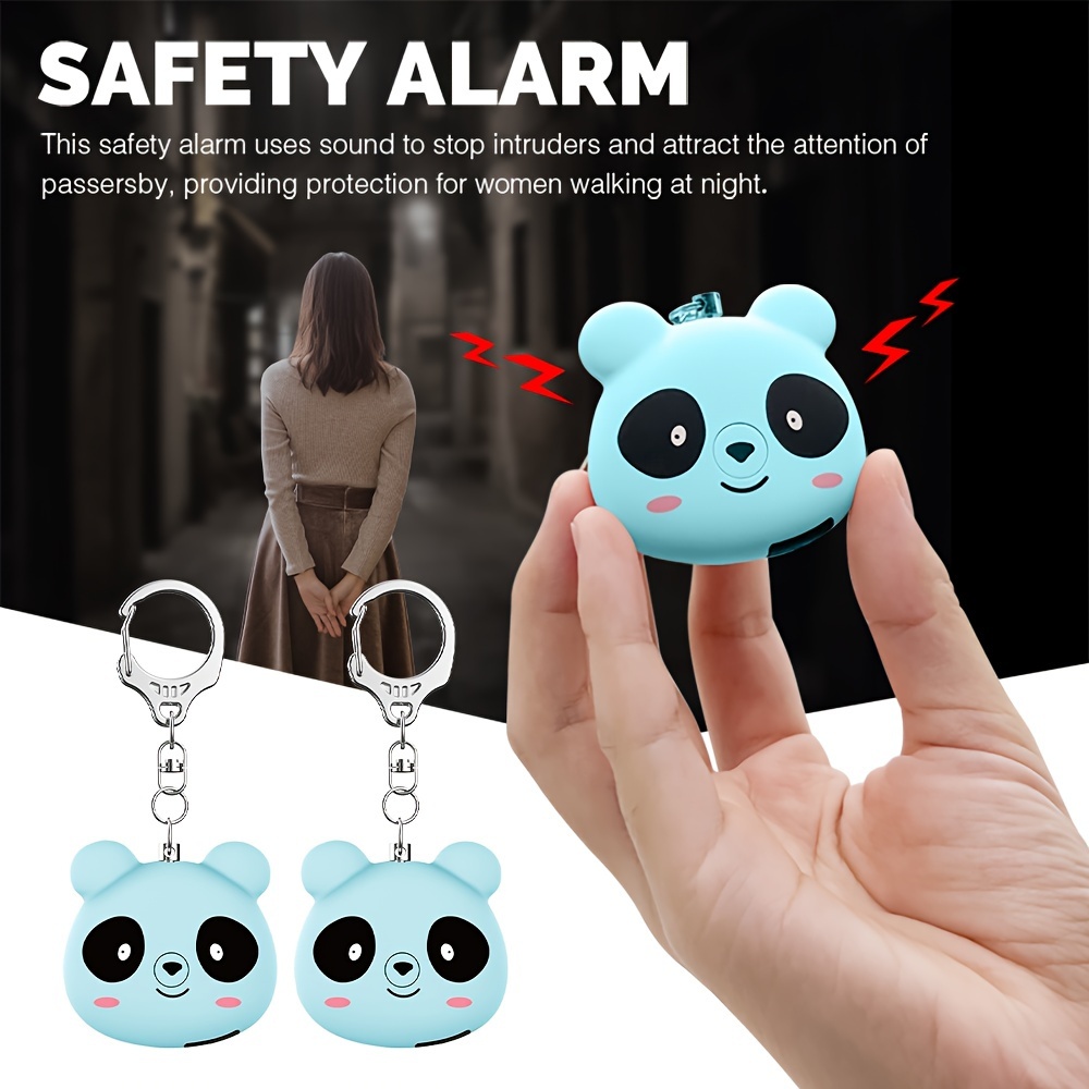 130db safety alarm rechargeable portable personal alarm cute panda backpack keychain pendant sos   device two alarm   3 colors Product details 2