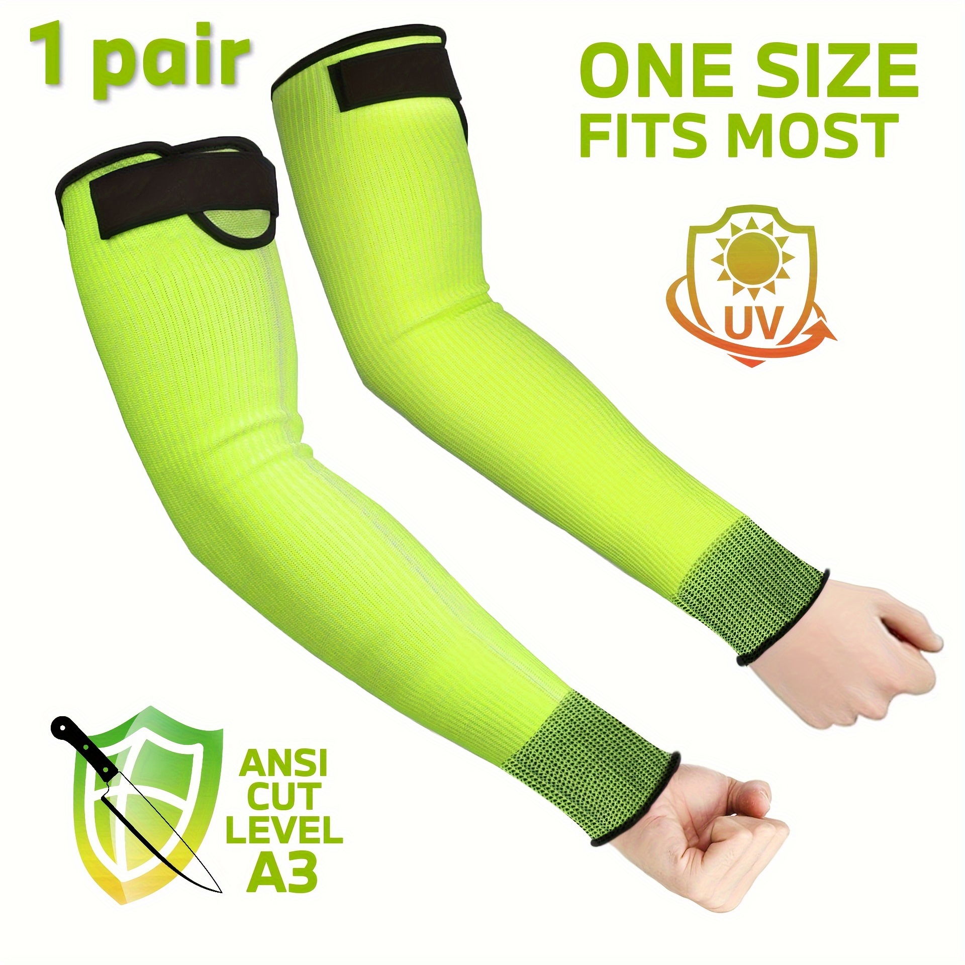 

1 Pair, Cut Resistant Sleeves With Adjustable Hook And Loop, Protective Arm Sleeves For Yard Work, Kitchen, Arm Guards For Biting, Pet Grooming, Gardening Gifts For Women, Green