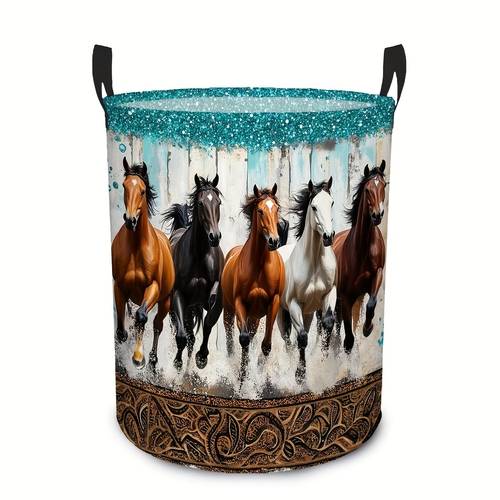 1pc laundry basket round foldable basket with handle polyester and suitable for clothing bathroom and bedroom decor clothing storage hamper laundry baskets
