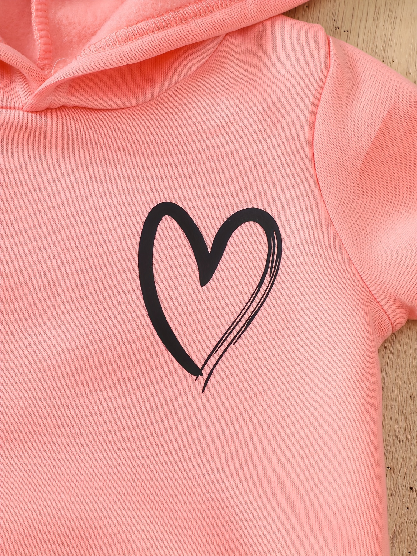 3 of 6 stuks Meisjes Winterkleding Set - Roze/Witte Capuchon Trui & Wijde Broek met Hartprint (Luipaard//Beer)