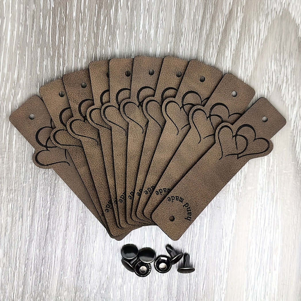 TEMU 10 Pairs Of Pu Leather Double Heart Shaped Tags With 10 Sets Of Pins - Handmade Leather Crafts