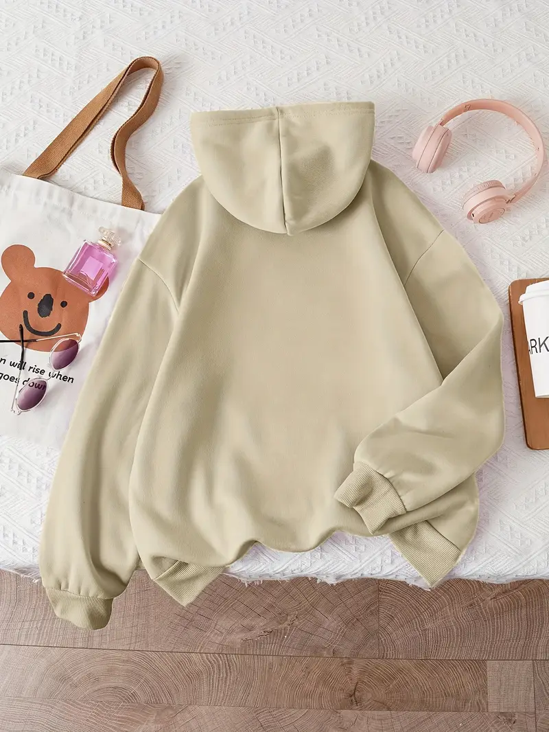 sweat à capuche pour femme bleu marine usa avec imprimé de lettres - pull décontracté à manches longues avec lettrage, coupe régulière, chaud pour l hiver Détails du produit 1