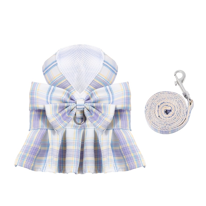 Dog Dress Bow Tie Harness and Leash Set