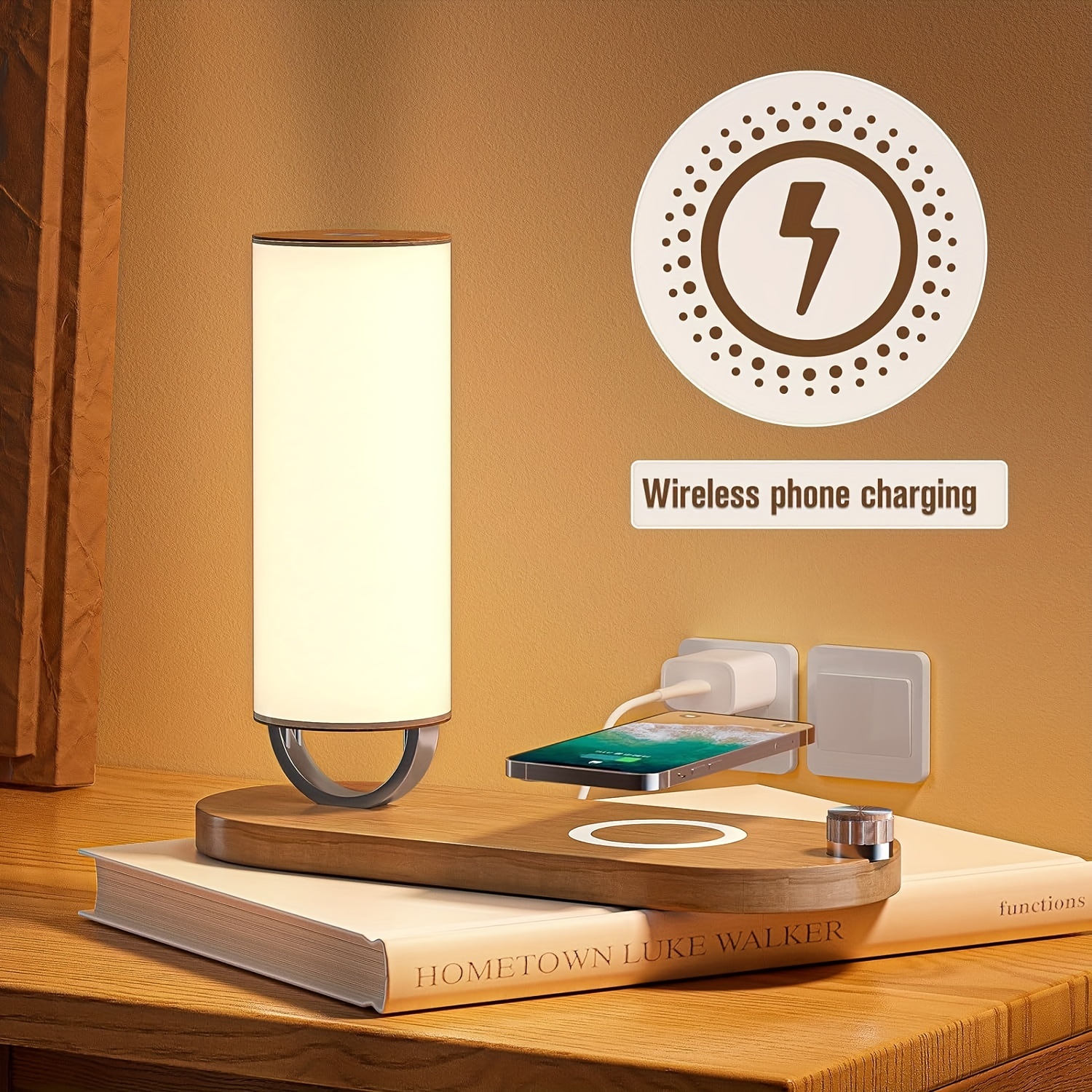 Table shops lamp with qi charger