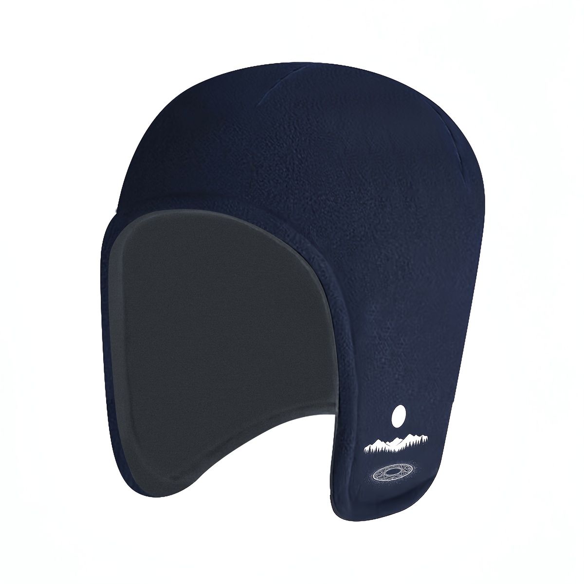 TEMU Women's Winter Brimless Sleep , Unisex Hat With Mountain Print Logo, Soft Polyester Warm Ear Protection Hat, Suitable For Sleeping, Camping,
