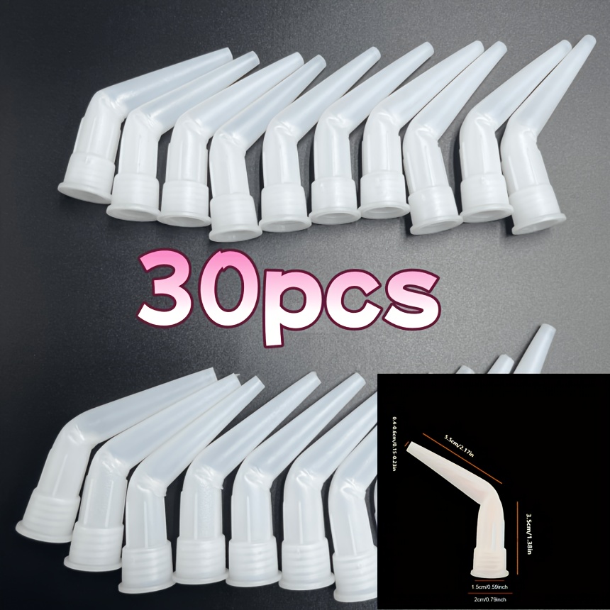 TEMU 30pcs Universal Nozzle Elbow For Door And Window Caulking, Hard Glue, Right Angle Glass Glue, White Caulking Accessories, Suitable For Glass