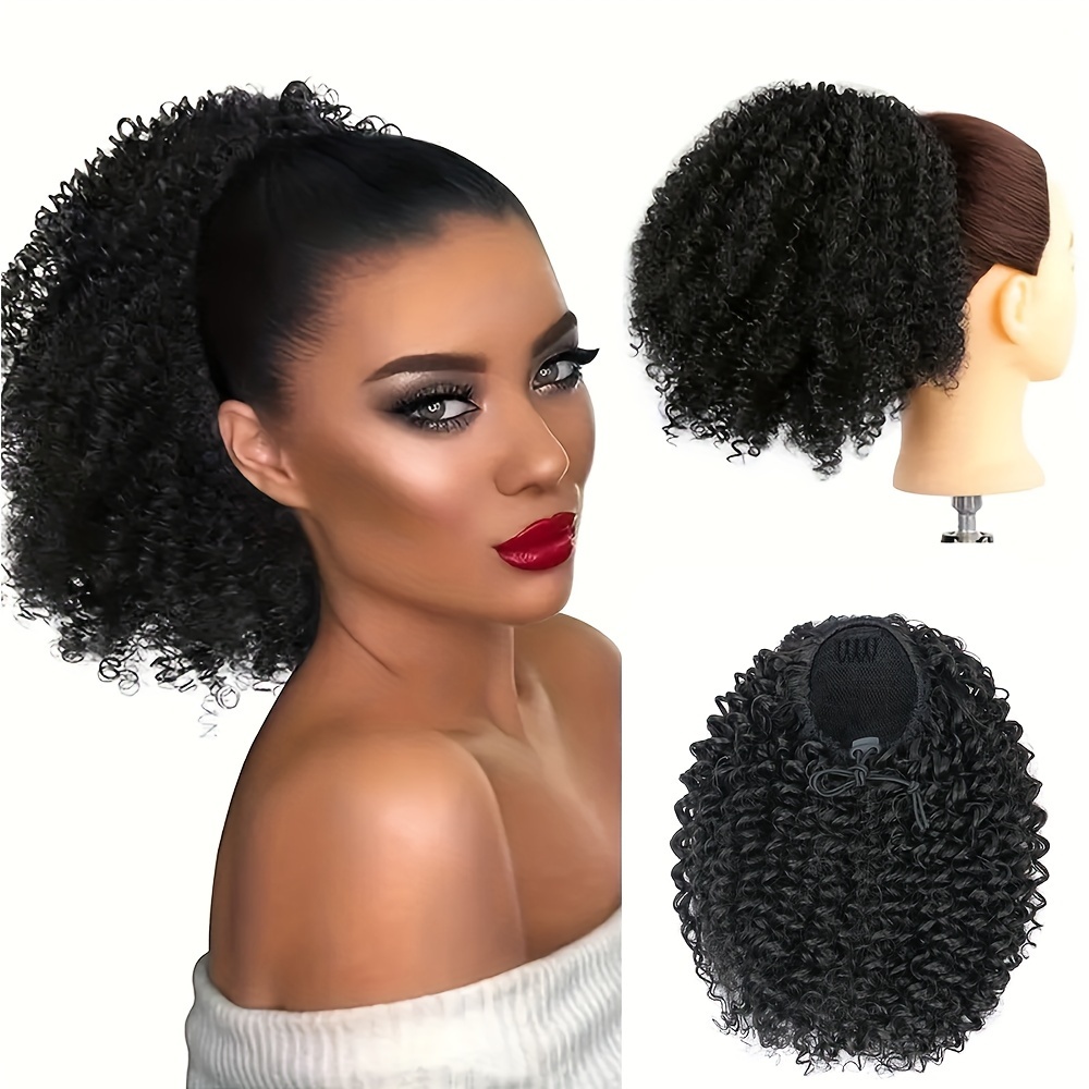   elegant afro   ponytail extension for women drawstring natural look for daily wear parties details 0