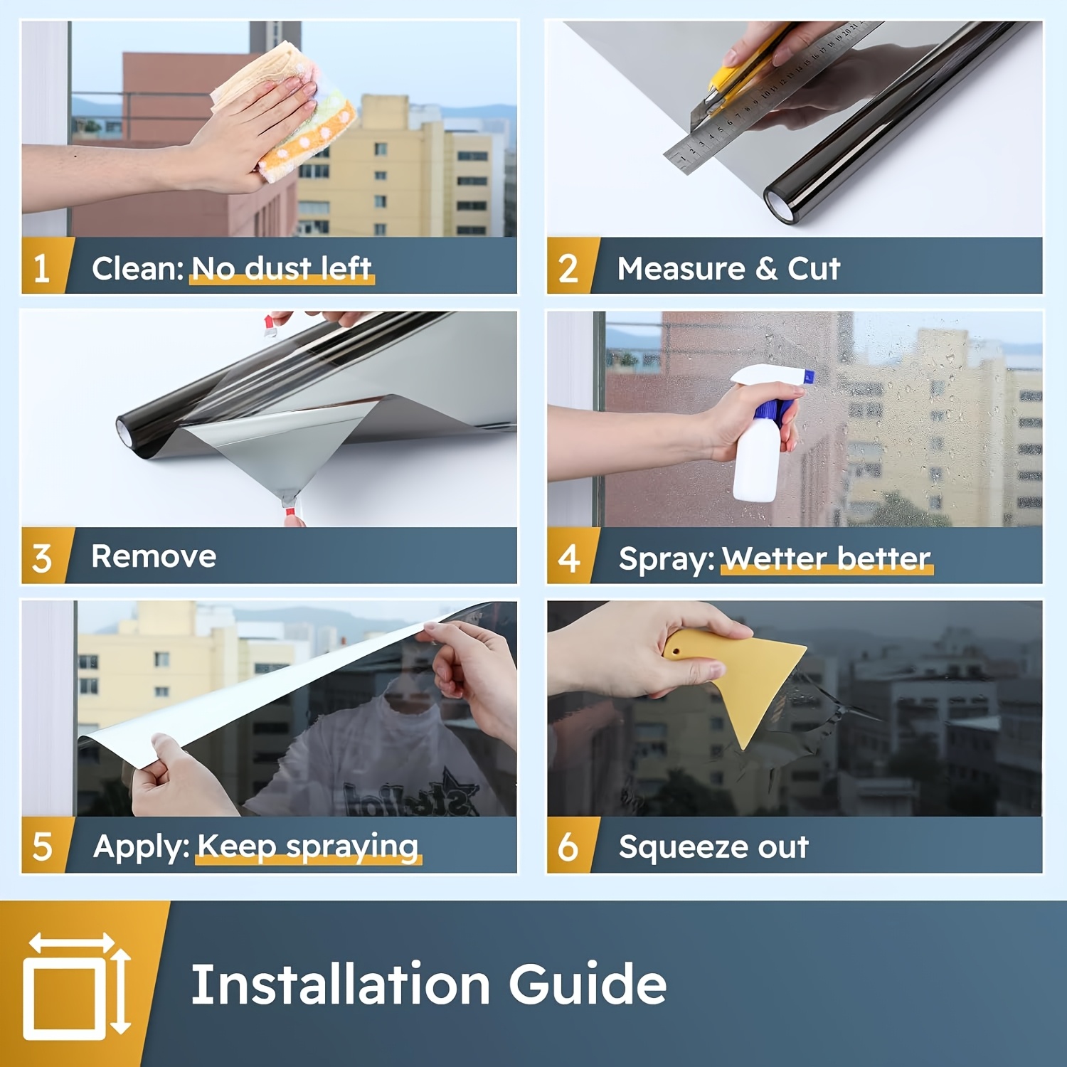 Зеркальная пленка для окна 60×200 см черно-серебристая, статическая, солнцезащитная