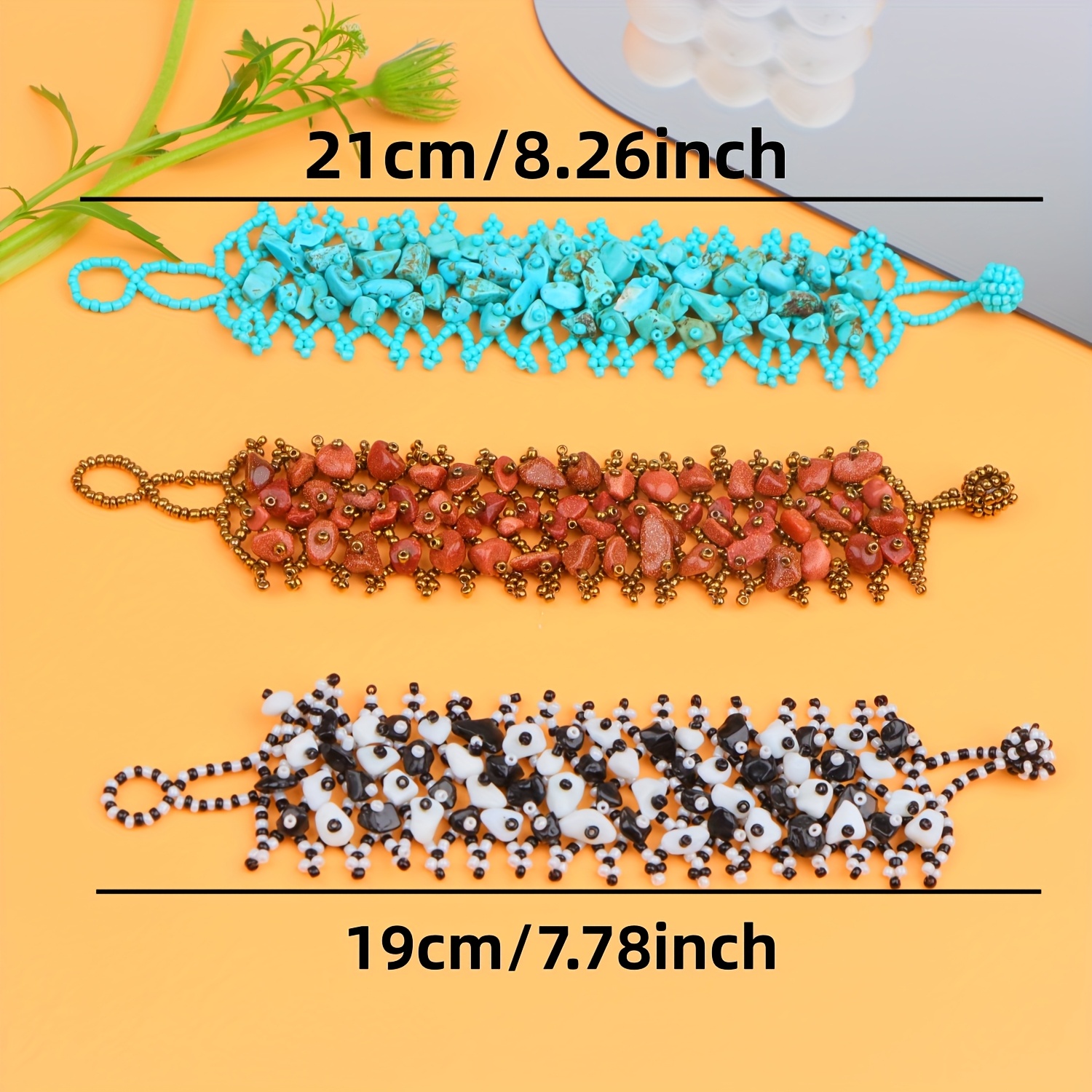 Bohemian Wide Bead Bracelet Mosaic Stones