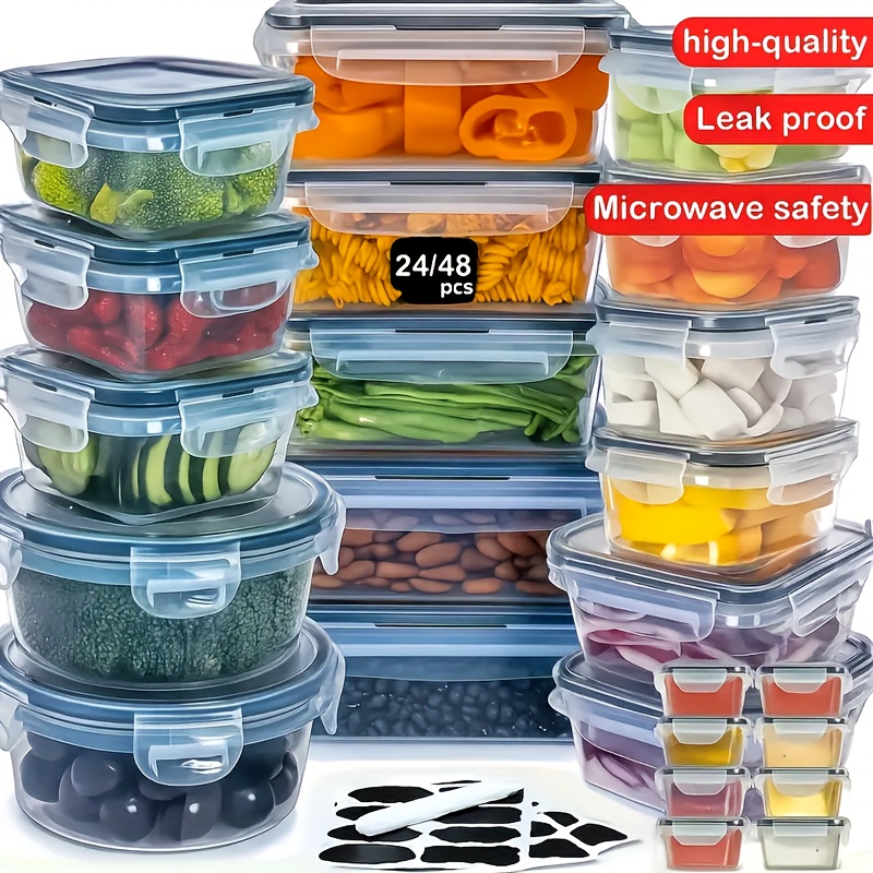 24 48pcs food storage container set with   lids 24 lids 24 containers airtight plastic containers christmas gift for pantry and kitchen organization bpa free   with free labels and markers local warehouse delivery