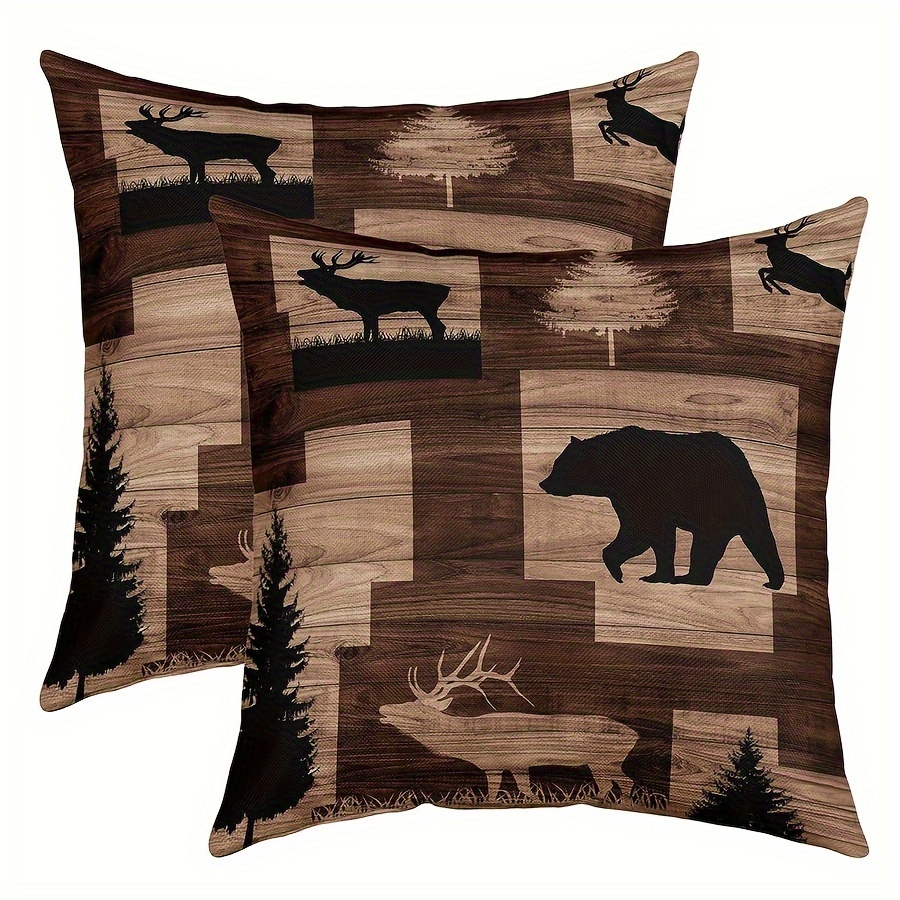 

2pcs Pillowcase Set - Elk & , Polyester , Zip , , Hypoallergenic, And - - For Touch To , , Sofa Decor, 16x16/18x18/