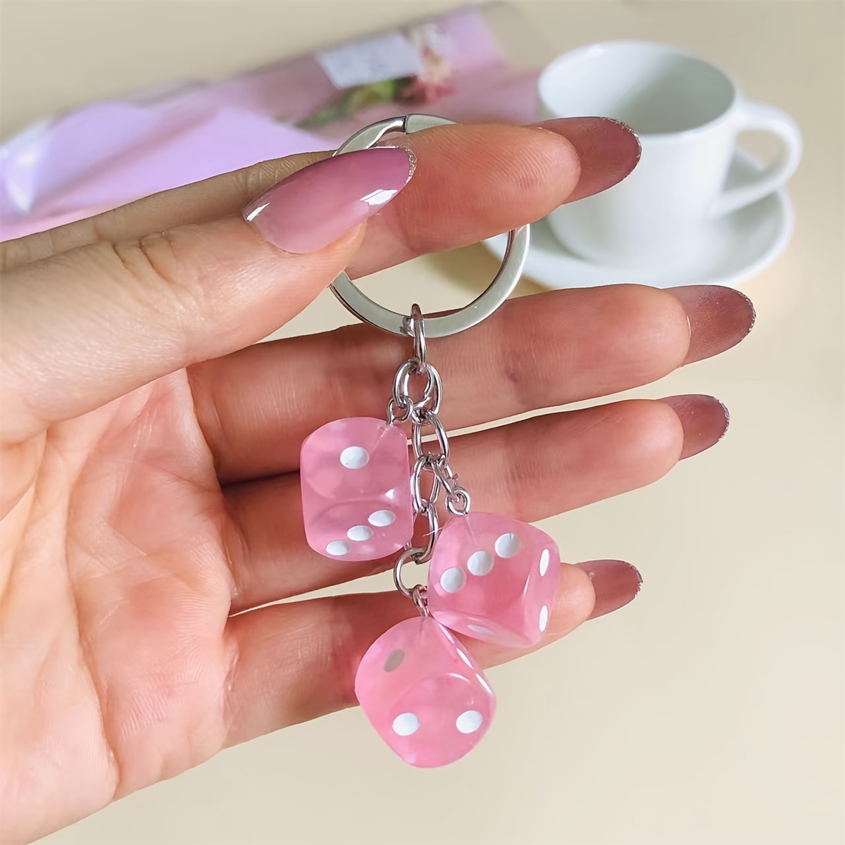 a multi colored dice keychain 1 3cm resin three dimensional - Temu