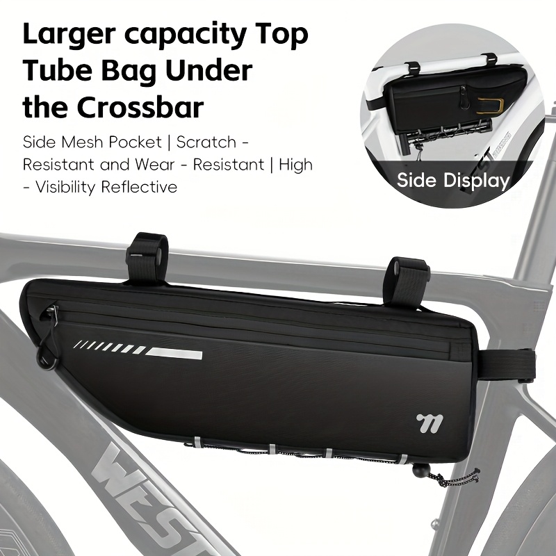 West Biking 2.6l Triangle Bag For Bicycles - Spacious Bottom Tube Bag With Reflective Features And 2 Side Pockets, Ideal For Bike Rides, 1pc Bicycle Accessory