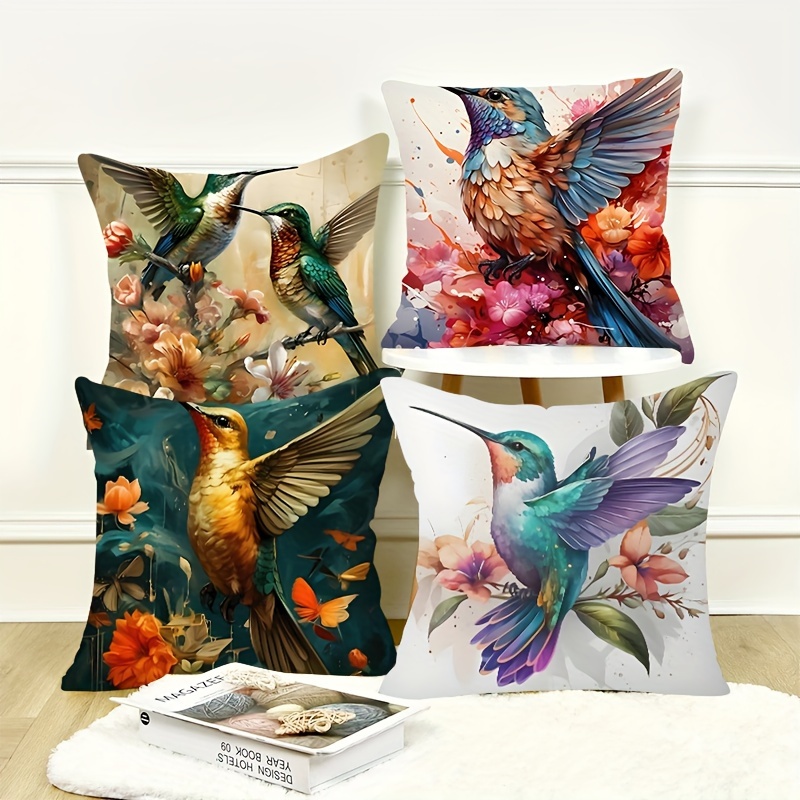 

4pcs, Brilliant Kingfisher Printed Pillowcase, Cushion Pillowcase, Suitable For Sofa Bed, Car Living Roomhome Decoration, Room Decoration, Office, 17.7 Inches * 17.7 Inches