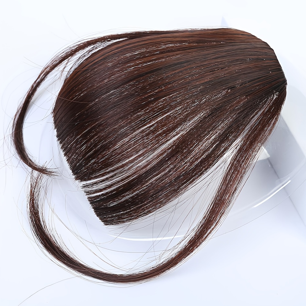 6 inch synthetic hair bangs extension for women natural looking straight hairpiece in dark brown light   high temperature fiber for daily wear parties valentines day outfits hair bun styling hair accessories details 4