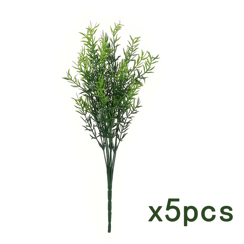 5pcs Fake Plants Flowers Grass Shrubs 8 Pack Artificial Plastic Flowers Outdoor For Farmhouse Garden Porch Patio Indoor Wedding Decoration Green Fake Plants Uv Protection
