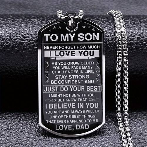 to my son i love you pendant necklace 304 304 304 304 stainless tag letter chain necklace gift jewelry inspired accessory from dad
