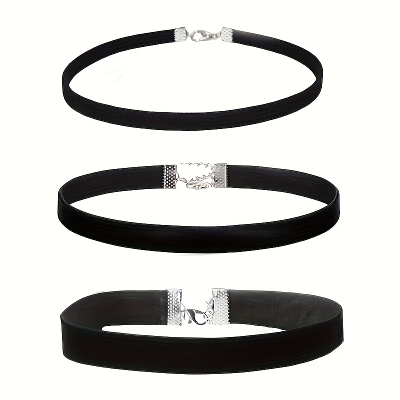 Image of 3pcs Set Of Stylish And Sexy Punk Gothic Black Velvet Necklaces, Easy Vintage Chokers For Women's Party Jewelry Additions