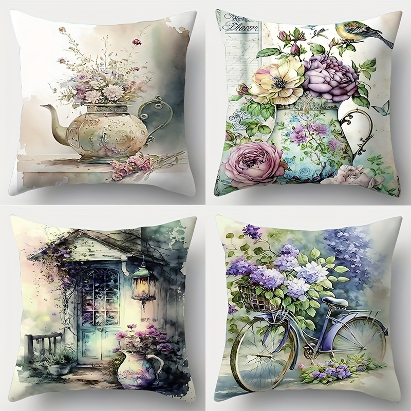 

4pcs New Pattern , Sided , 17.72 * 17.72, Suitable For Sofas, , Bedrooms, Decor, No