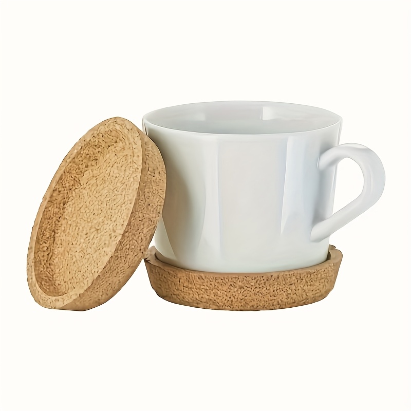 Image of 2pcs, Minimalist Cork Insulation Coaster Anti-soup Sound Insulation Pad Retro Round Small Teacup Household Anti-slip High Temperature Resistant