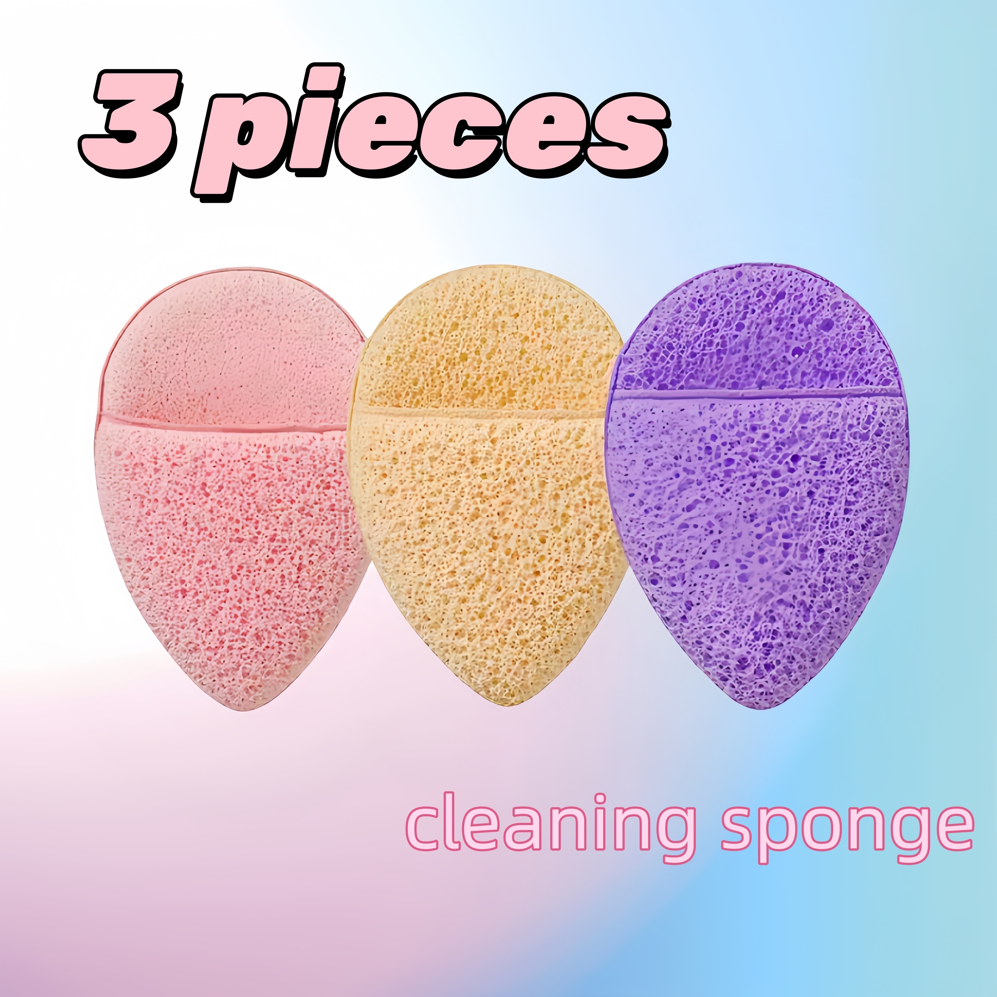 

3pcs Facial Cleansing Sponges, Cleansing Pads For Face, Unscented, Formaldehyde-free, Suitable For Types, With Lanyard, For Unisex Adult Use