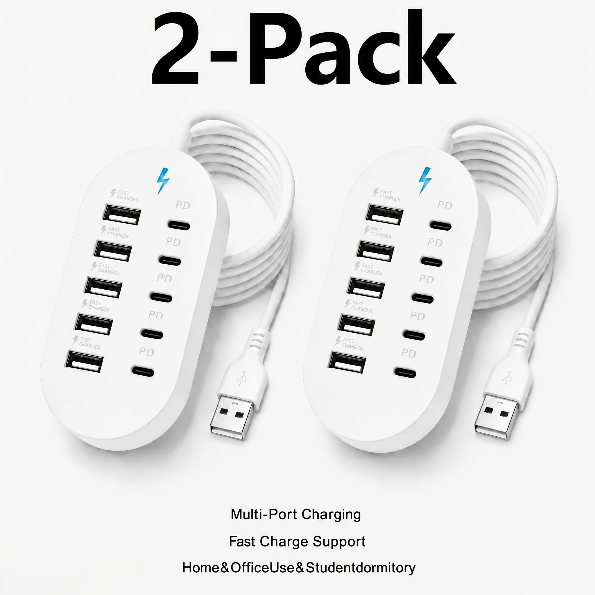 TEMU 2-pack New Yumknow-c10-in-1 5-type--usb-a Port , Suitable For /multiple Devices, Power , , Supports 66w Fast Charging, A Must-have For Tech