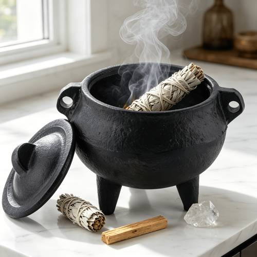 1pc cauldron smudge pot with snuffer lid burner for palo yoga meditation womens decor