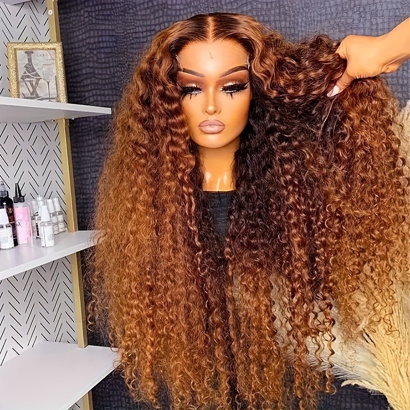 E-shop Braune Lace Front Perücken 13X4 Deep Wave Lace Front Perücken 200 Dichte HD Farbige Deep Curly Lace Frontal Perücken für Frauen, vorgezupfte