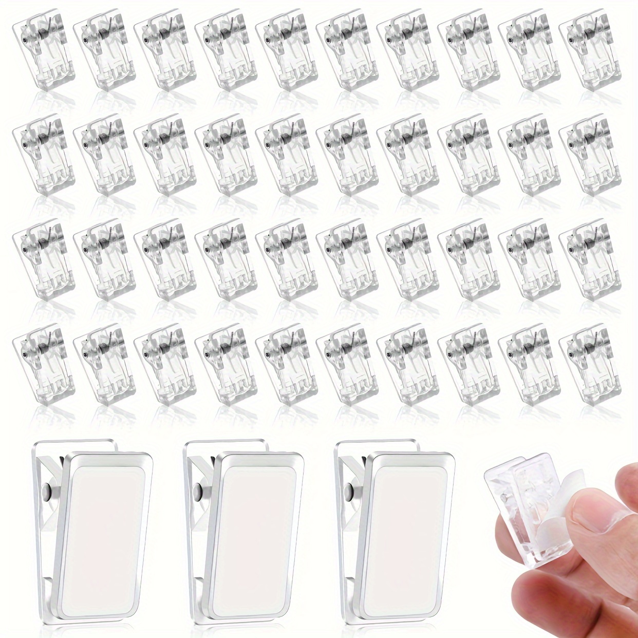 

50pcs Self-adhesive Wall Clips With Spring-loaded Grip, Clear Pp Material, Ideal For Hanging Posters, Photos, Wallpapers, And Flags In Classroom, Home, And Office