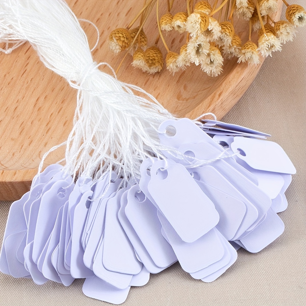 

100pcs Mingxuan Cord Tags, Customizable Paper Price Labels, Hanging Card Lanyards For Jewelry, No Power Supply Needed