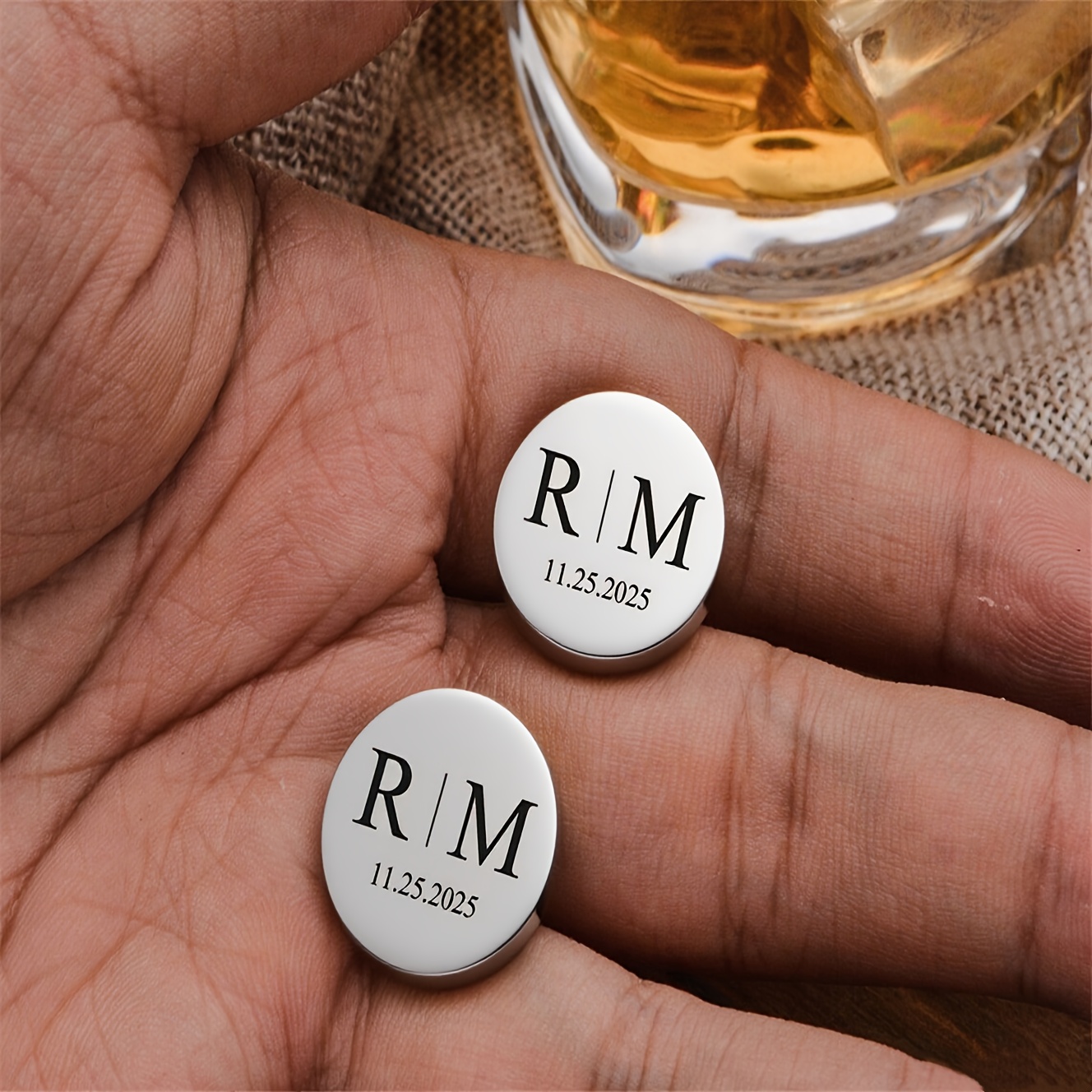 TEMU Gemelli Personalizzati in Acciaio Inossidabile Rotondi Incisi con 2 Lettere + Data, Gemelli con Iniziali Commemorative , Regalo per Compleanno,
