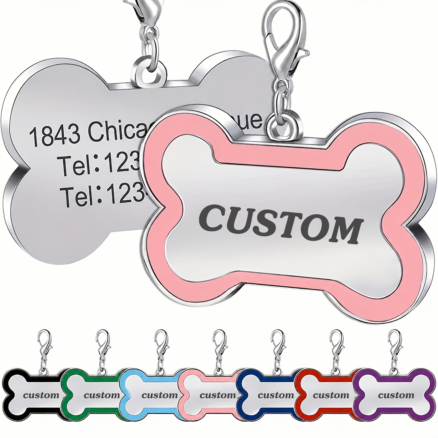 TEMU 1pc Personalized Name Engraved Pet Collar Tag, For Everyday Wear And , Thanksgiving And Christmas Pet Gifts