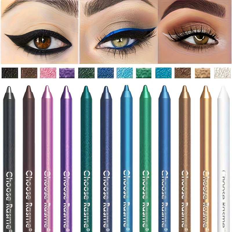 TEMU 12 Color Waterproof Eyeliner Pen Set, Durable, Non Smudge Eyeliner Pen, , Suitable For Christmas And Winter Makeup, For Eye Shadow And Eyeliner