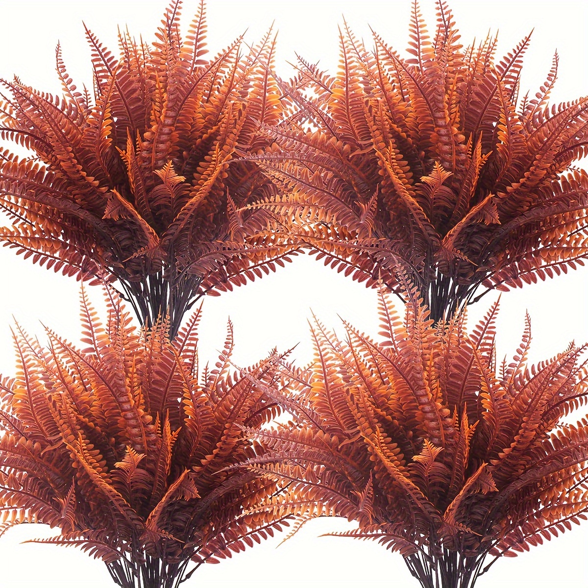 

8 Bundles Artificial Autumn Ferns - Freestanding Fall Outdoor Holiday Decoration, Uv Resistant Plastic Foliage, No Electricity, Featherless For Halloween, Thanksgiving & Universal Harvest Decor