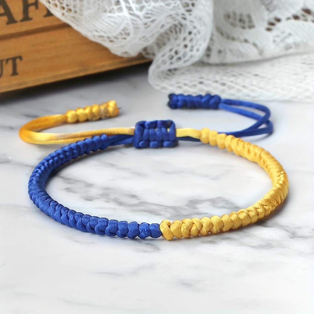 Adjustable National Flag Woven Rope Bracelet for Women