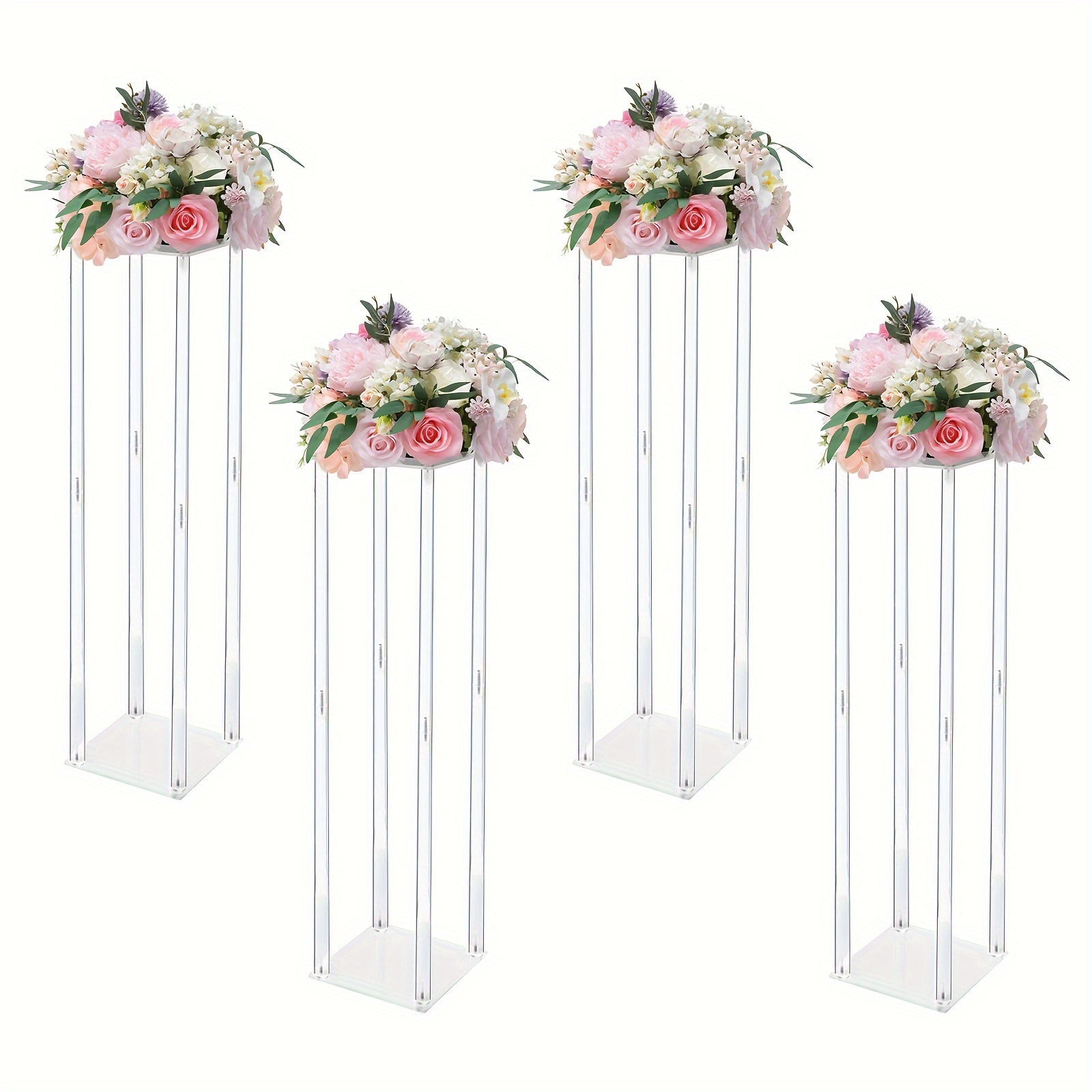 

4pcs Acrylic Flower Vase Column Stand 31.5inch For Wedding Decorations, Events Reception, Birthday, Home Decor, Indoor Outdoor Ceremony