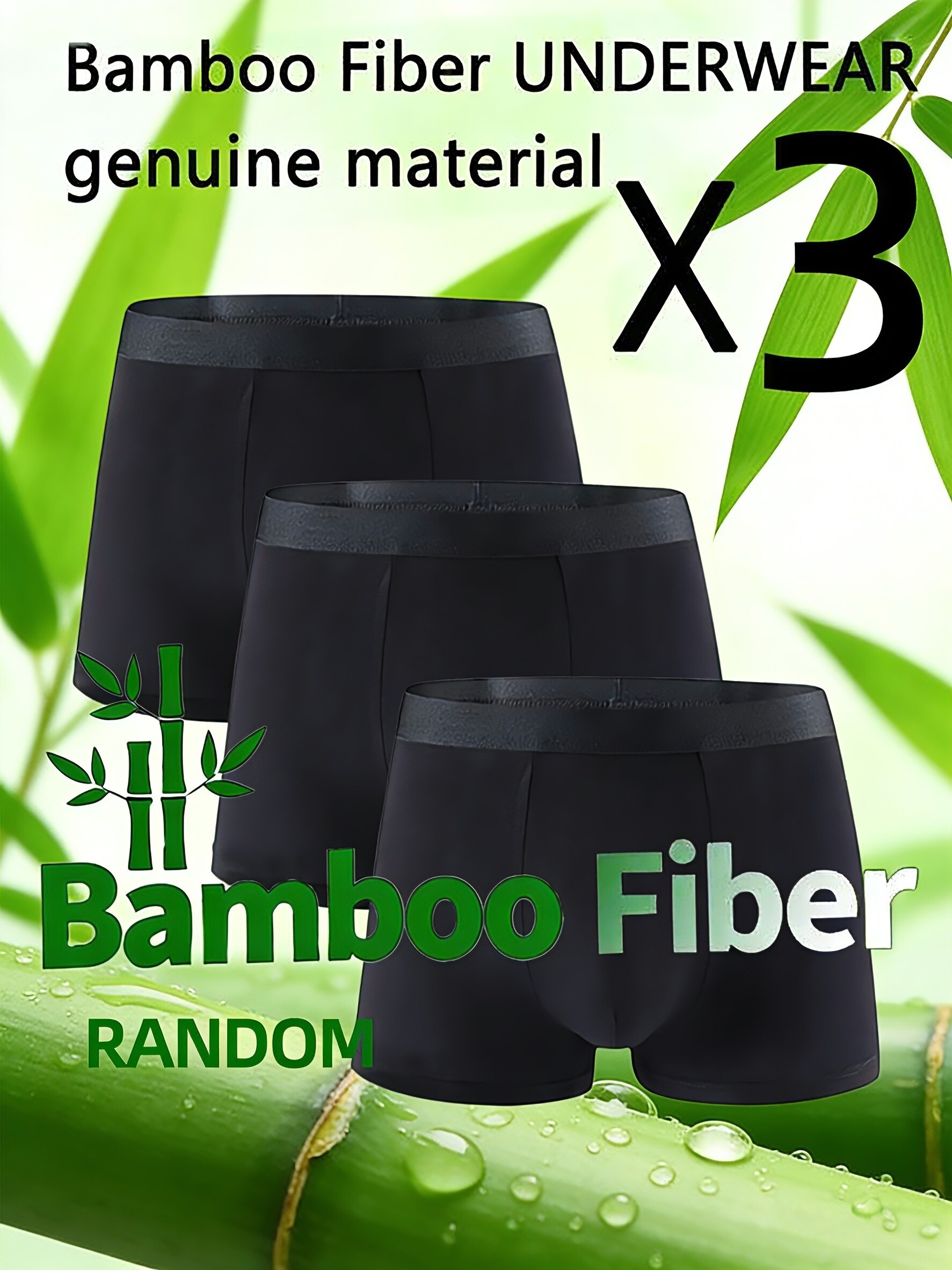 random 3 pcs mens underwear genuine 95 bamboo fiber mens boxer briefs   real materials soft comfortable moisture wicking and   bamboo fiber fabric is comfortable suitable for daily leisure and fitness an   value