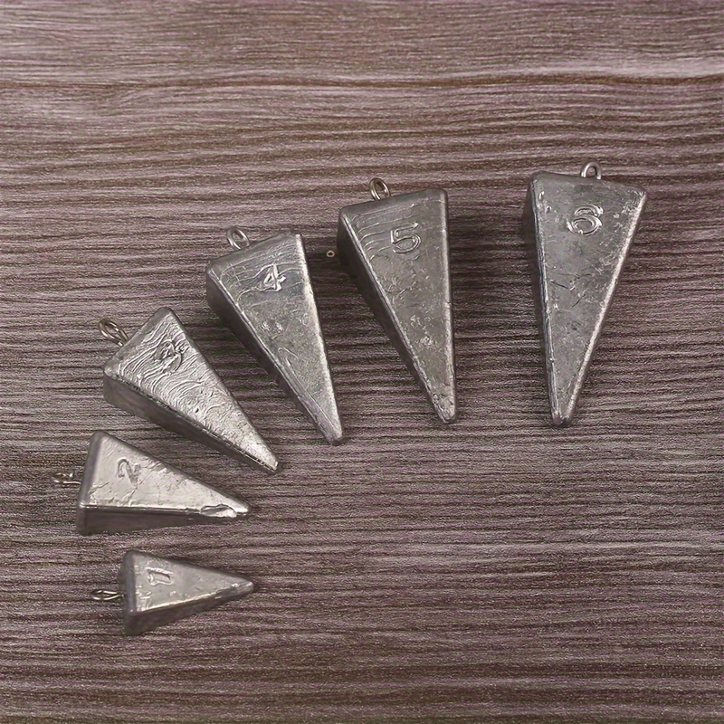 6pcs Pyramid Lead Sinkers with Rings Anti-Flow Water Positioning for  Fishing Hunting