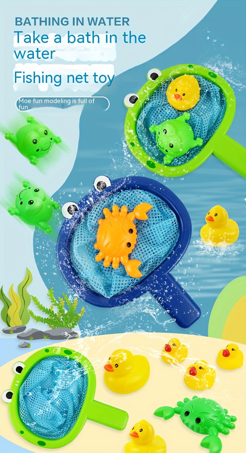       plastic water play set with fishing net animal toys for boys and girls details 0