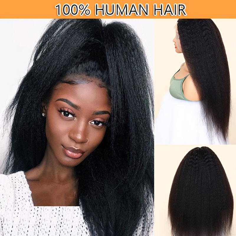 Long Kinky Straight Human Hair Wigs 13 6 1 Lace Front Human Hair Wigs 150 Density Glueless Lace Front Human Hair Wigs 14 28 Inch