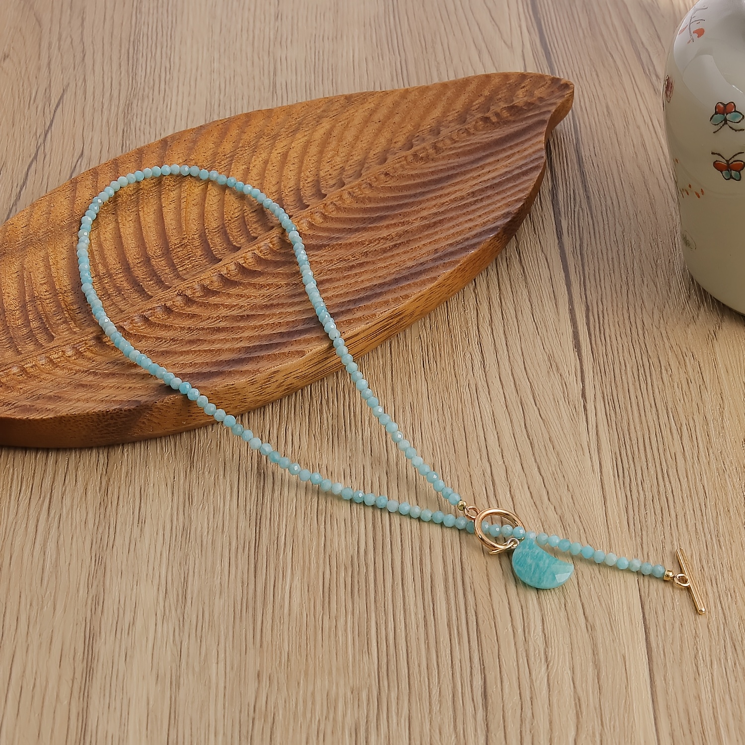 TEMU 1pc Minimalist Bohemian Amethyst Necklace, Beads, Ot Clasp, Pendant, Natural Stone, Unisex, , Ideal Couple Necklace, Farewell Gift, Gift For
