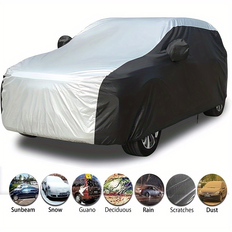 

Heavy-duty Car Cover - Waterproof, Uv Protection, Dust & Snow Resistant, For Sedans, Suvs, Trucks, And Minivans, Polyester Material, Black & Gray Design, Car Cover Waterproof All Weather