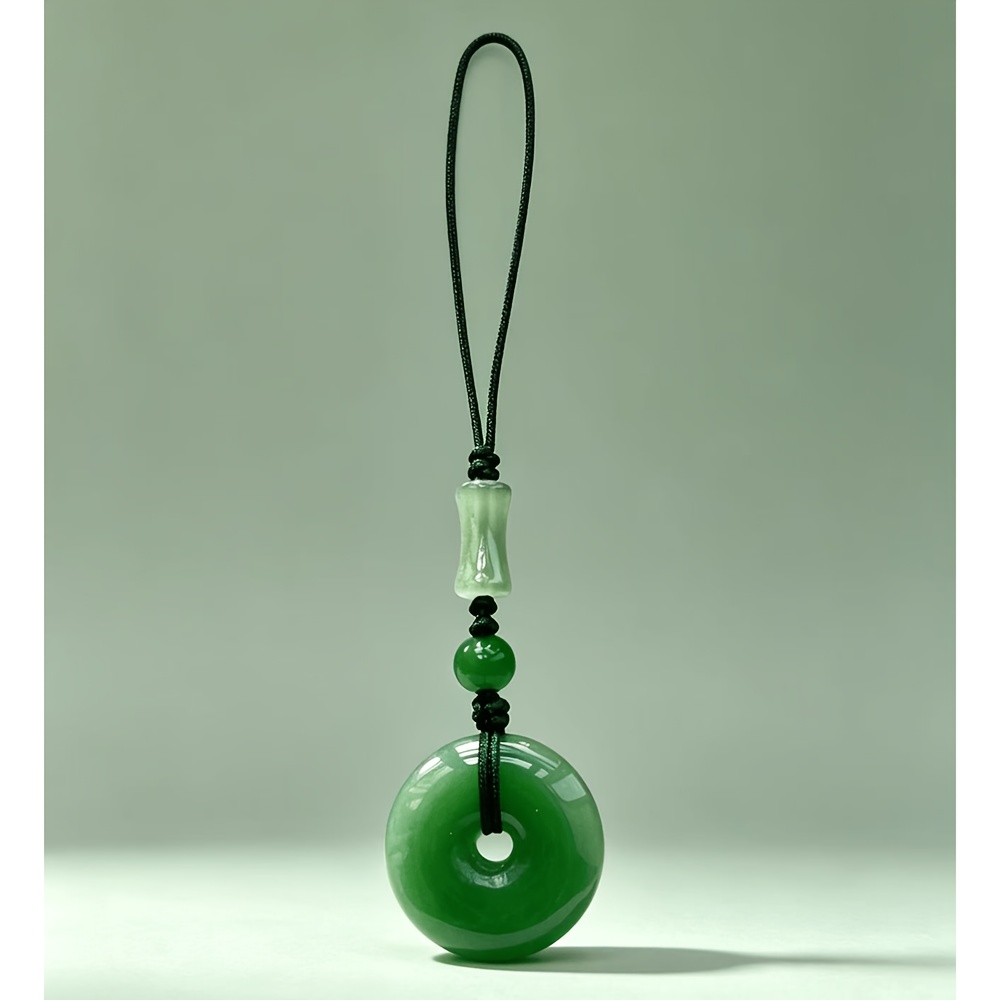 TEMU Breloque de téléphone, Pendentif -jade, Cordon tissé à , Pendentif anneau, accroché aux téléphones, portefeuilles, sacs, cadeau de fêtes, Cadeau