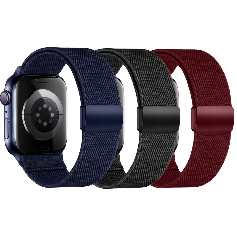 TEMU 3pcs Magnetic Braided Nylon For Watch Band | Unisex Sports Strap For Watch Series 11/9/7/6, Se, Ultra 2 | Breathable | 46mm/45mm/49mm