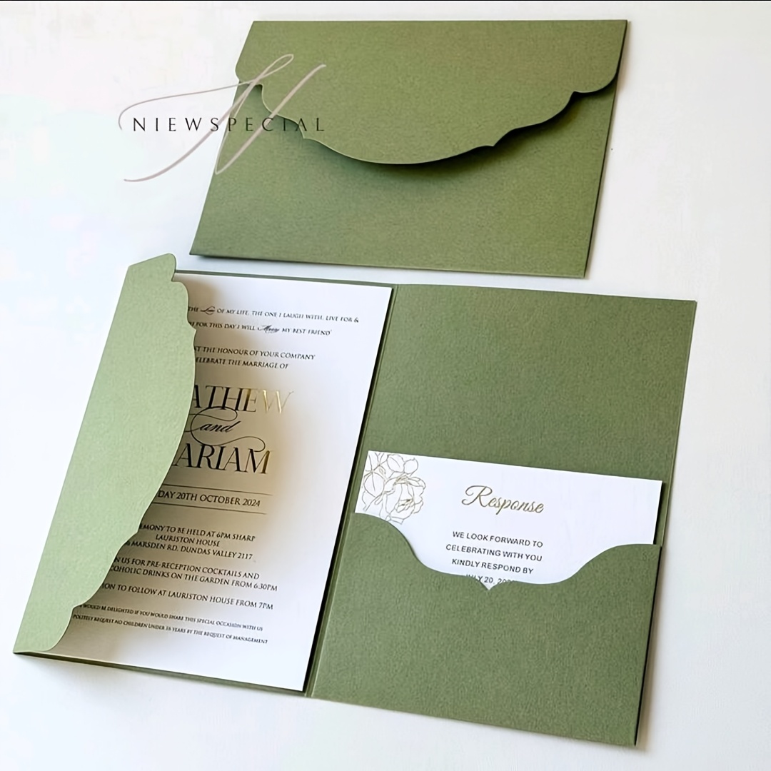 TEMU 10pcs -fold Pocket Wedding Invitation Envelopes, Simple Invitation Envelopes For Engagement, Christening, Diy Invitations, 5*7 Inch Invitations,