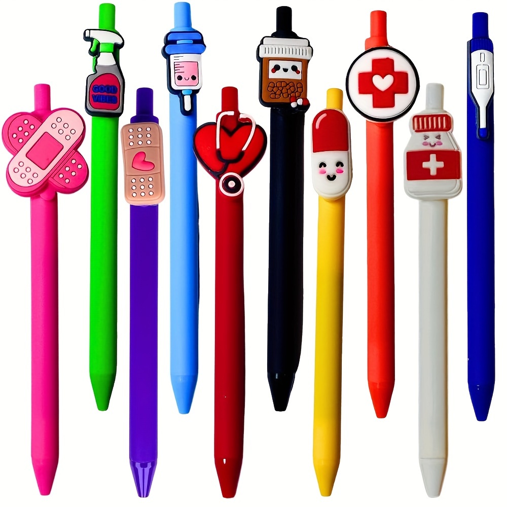 

Nurse-themed Ballpoint Pens Set - 10 Pack Retractable Medium Point Plastic Pens For Nursing, Medical Assistants, Er & Icu - Essential Work Accessories & Appreciation Gifts For Adults