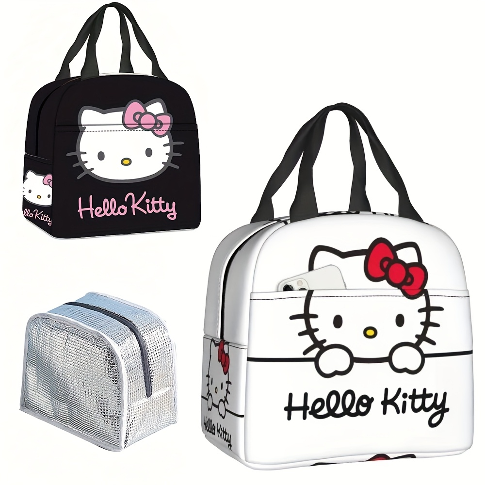 

Sac fourre-tout en polyester Sanrio Hello Kitty, sac à main rectangulaire blanc sur le thème des anime avec décor de chat, cadeau de voyage et de -, , lavage à - Produit sous licence