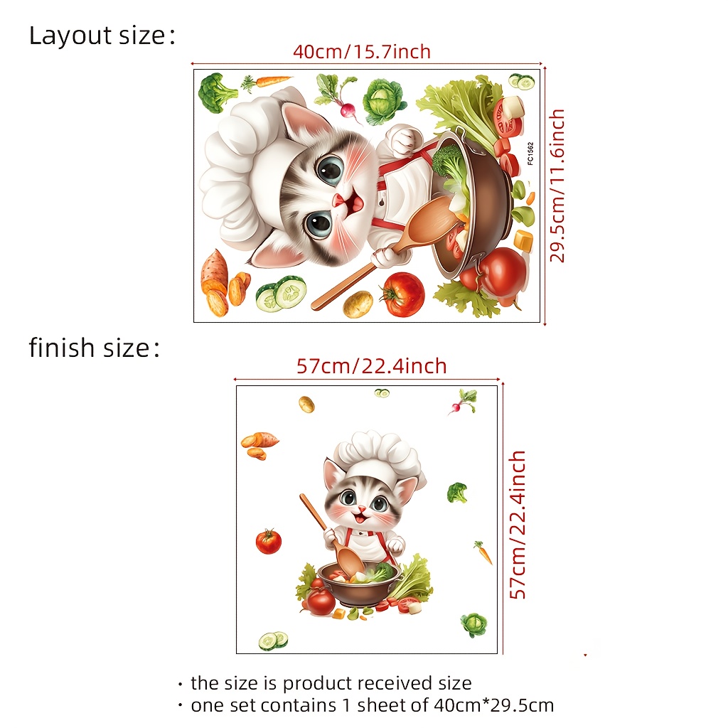 TEMU A Cute Kitchen Vegetable Wall Sticker, Suitable For Decorating Background Walls In Living Rooms, Cabinets, Kitchens, And Home Decor