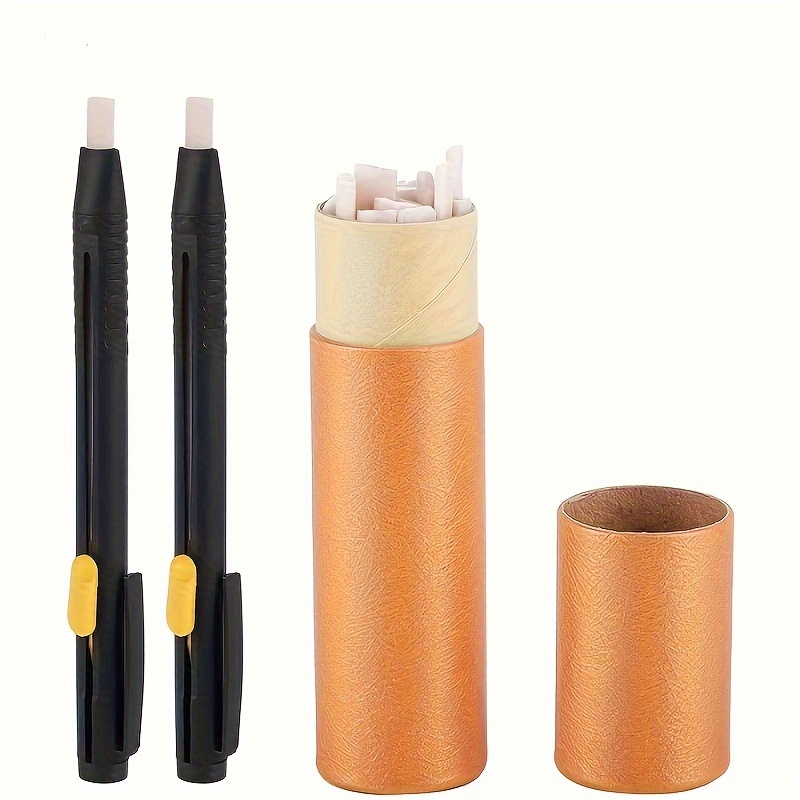 

1set Tailors Marking Pens With Retractable Chalk Refills, Fabric Marker Tools For Sewing, Disappearing Ink & Heat Erasable Drawing Chalk – White, Black & Light Brown Colors